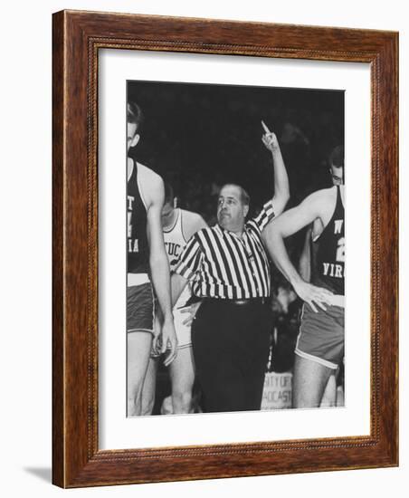 Referee Jim Enright Calling Plays and Using Hand Signals During a Game-Stan Wayman-Framed Photographic Print