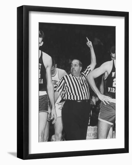 Referee Jim Enright Calling Plays and Using Hand Signals During a Game-Stan Wayman-Framed Photographic Print