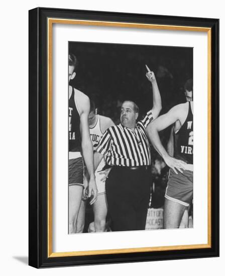 Referee Jim Enright Calling Plays and Using Hand Signals During a Game-Stan Wayman-Framed Photographic Print