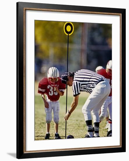 Referee Measuring for a First Down During a During a Pee Wee Football Game, Denver, Colorado, USA-null-Framed Photographic Print