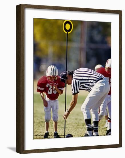 Referee Measuring for a First Down During a During a Pee Wee Football Game, Denver, Colorado, USA-null-Framed Photographic Print