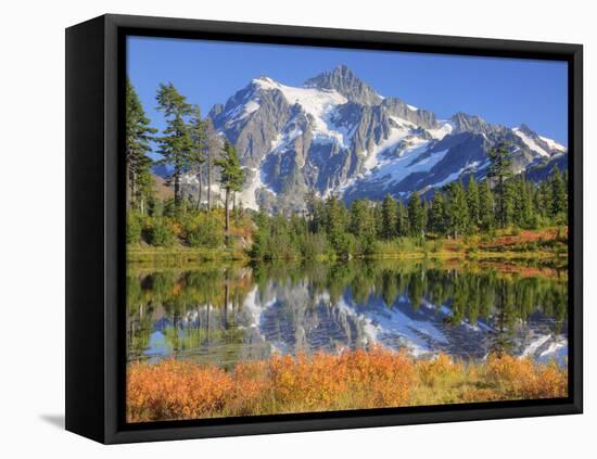 Reflected in Picture Lake, Mt. Shuksan, Heather Meadows Recreation Area, Washington, Usa-Jamie & Judy Wild-Framed Premier Image Canvas