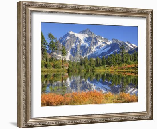 Reflected in Picture Lake, Mt. Shuksan, Heather Meadows Recreation Area, Washington, Usa-Jamie & Judy Wild-Framed Photographic Print