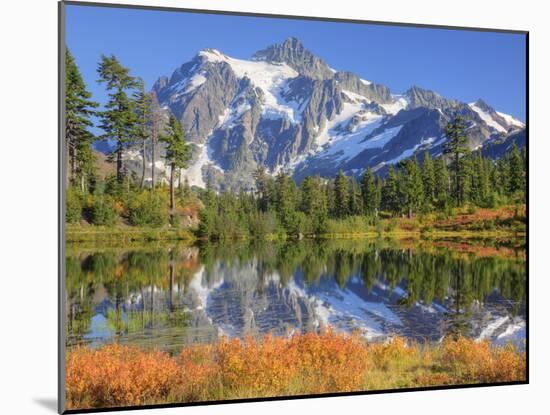 Reflected in Picture Lake, Mt. Shuksan, Heather Meadows Recreation Area, Washington, Usa-Jamie & Judy Wild-Mounted Photographic Print