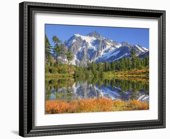 Reflected in Picture Lake, Mt. Shuksan, Heather Meadows Recreation Area, Washington, Usa-Jamie & Judy Wild-Framed Photographic Print