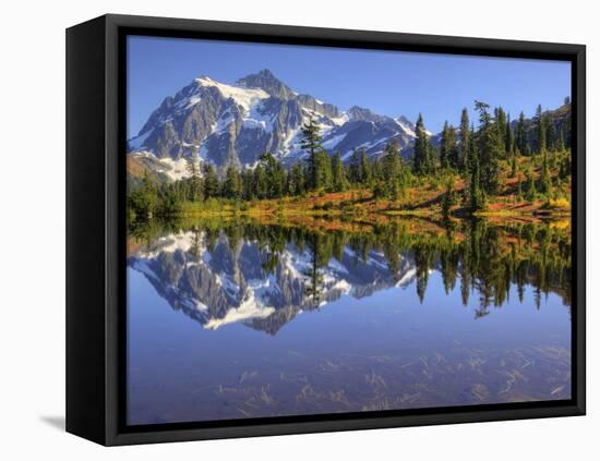 Reflected in Picture Lake, Mt. Shuksan, Heather Meadows Recreation Area, Washington, Usa-Jamie & Judy Wild-Framed Premier Image Canvas