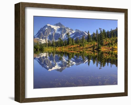 Reflected in Picture Lake, Mt. Shuksan, Heather Meadows Recreation Area, Washington, Usa-Jamie & Judy Wild-Framed Photographic Print