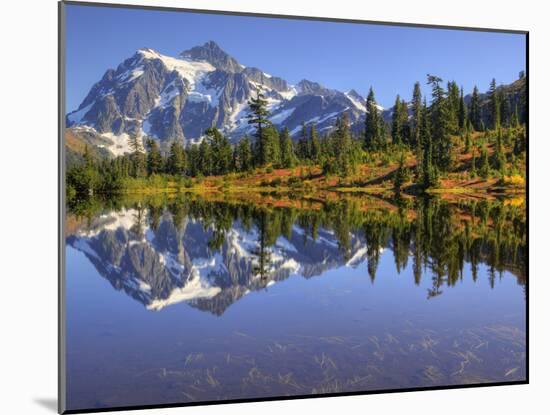 Reflected in Picture Lake, Mt. Shuksan, Heather Meadows Recreation Area, Washington, Usa-Jamie & Judy Wild-Mounted Photographic Print