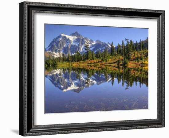 Reflected in Picture Lake, Mt. Shuksan, Heather Meadows Recreation Area, Washington, Usa-Jamie & Judy Wild-Framed Photographic Print