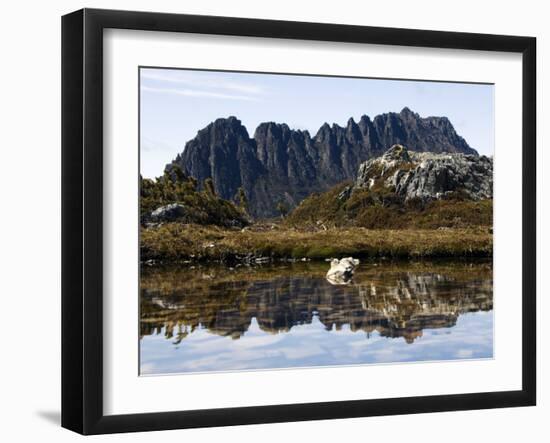 Reflected in Tarn on 'Cradle Mountain - Lake St Clair National Park', Tasmania, Australia-Christian Kober-Framed Photographic Print