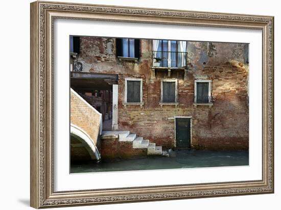 Reflected Light on Canalside Wall in Venice, Italy-Richard Bryant-Framed Photo