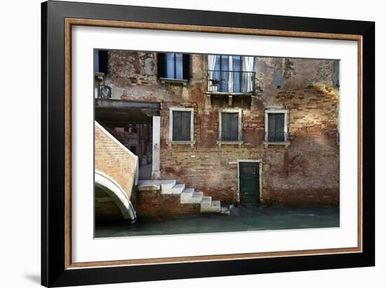 Reflected Light on Canalside Wall in Venice, Italy-Richard Bryant-Framed Photo