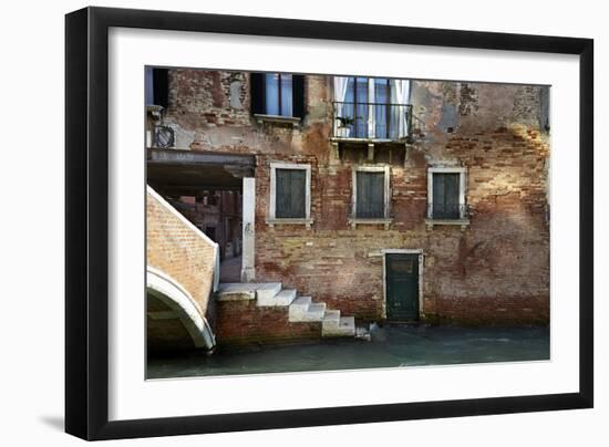 Reflected Light on Canalside Wall in Venice, Italy-Richard Bryant-Framed Photo
