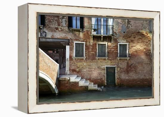 Reflected Light on Canalside Wall in Venice, Italy-Richard Bryant-Framed Stretched Canvas