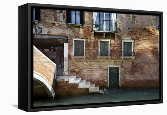 Reflected Light on Canalside Wall in Venice, Italy-Richard Bryant-Framed Stretched Canvas