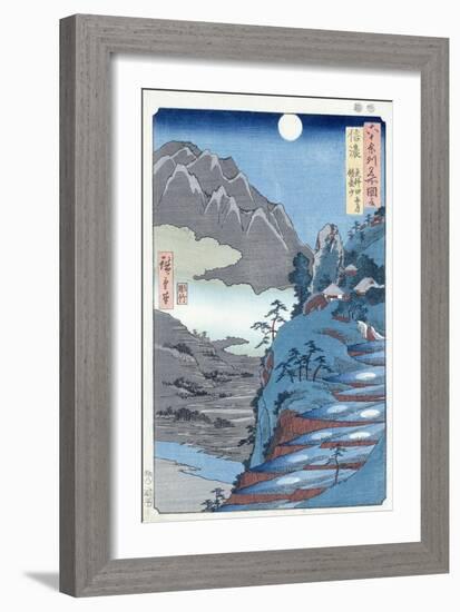 Reflected Moon, Sarashima-Ando Hiroshige-Framed Giclee Print