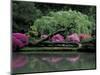 Reflecting pool and Rhododendrons in Japanese Garden, Seattle, Washington, USA-Jamie & Judy Wild-Mounted Photographic Print