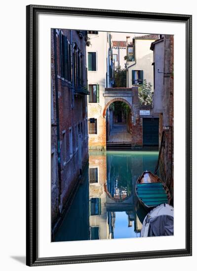 Reflection in a Canal, Venice, Italy-George Oze-Framed Photographic Print