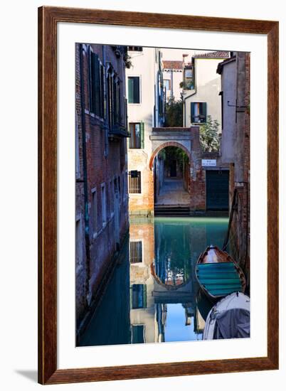 Reflection in a Canal, Venice, Italy-George Oze-Framed Photographic Print