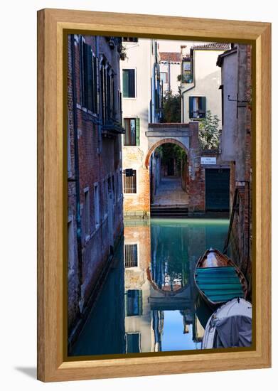 Reflection in a Canal, Venice, Italy-George Oze-Framed Premier Image Canvas