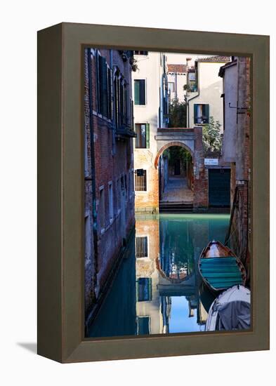 Reflection in a Canal, Venice, Italy-George Oze-Framed Premier Image Canvas