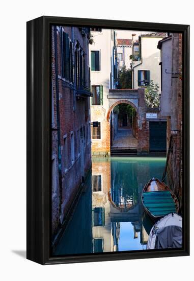 Reflection in a Canal, Venice, Italy-George Oze-Framed Premier Image Canvas