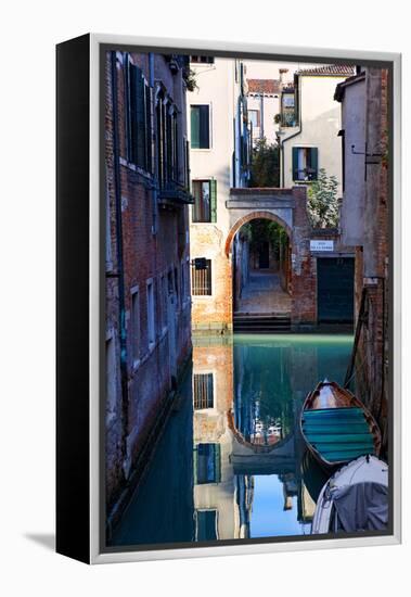 Reflection in a Canal, Venice, Italy-George Oze-Framed Premier Image Canvas