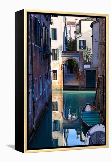 Reflection in a Canal, Venice, Italy-George Oze-Framed Premier Image Canvas