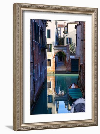 Reflection in a Canal, Venice, Italy-George Oze-Framed Photographic Print