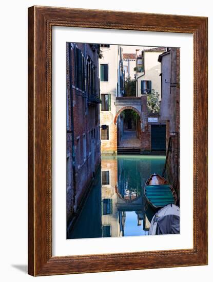 Reflection in a Canal, Venice, Italy-George Oze-Framed Photographic Print
