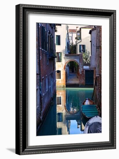 Reflection in a Canal, Venice, Italy-George Oze-Framed Photographic Print