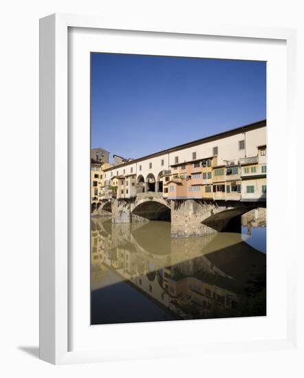 Reflection in the Arno River of the Ponte Vecchio, Florence, Tuscany, Italy, Europe-Olivieri Oliviero-Framed Photographic Print