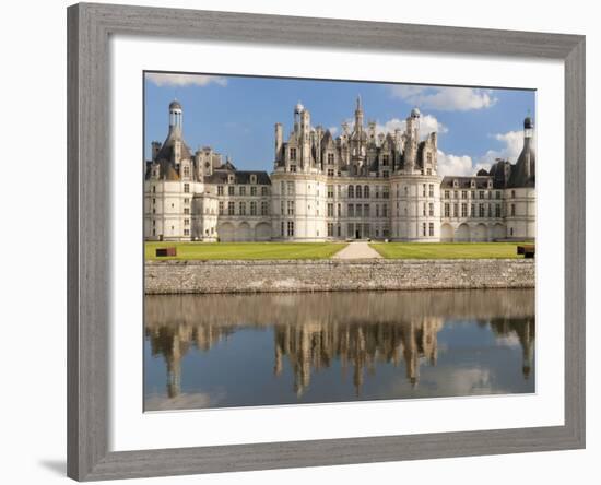 Reflection of a Castle in a River, Chateau Royal De Chambord, Loire-Et-Cher, Loire Valley, Loire...-null-Framed Photographic Print