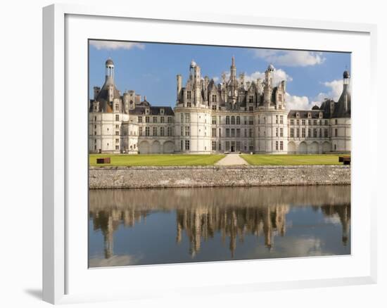 Reflection of a Castle in a River, Chateau Royal De Chambord, Loire-Et-Cher, Loire Valley, Loire...-null-Framed Photographic Print