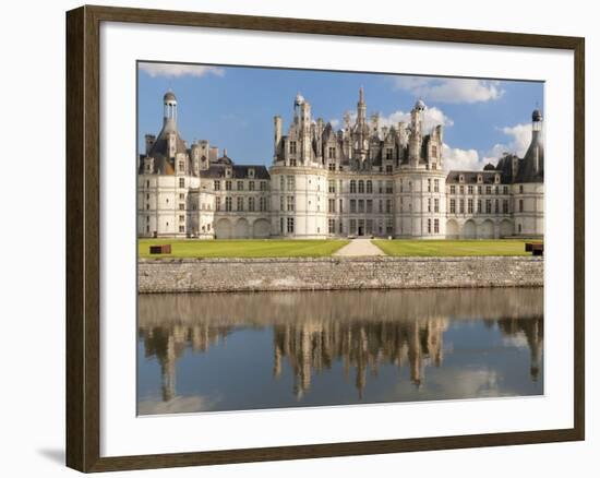 Reflection of a Castle in a River, Chateau Royal De Chambord, Loire-Et-Cher, Loire Valley, Loire...-null-Framed Photographic Print