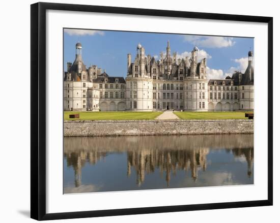 Reflection of a Castle in a River, Chateau Royal De Chambord, Loire-Et-Cher, Loire Valley, Loire...-null-Framed Photographic Print