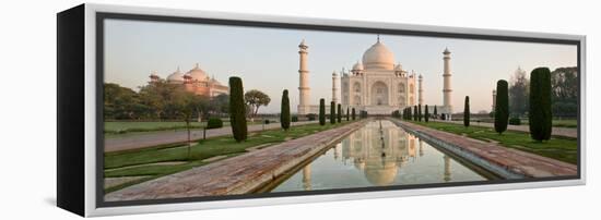 Reflection of a Mausoleum in Water, Taj Mahal, Agra, Uttar Pradesh, India-null-Framed Stretched Canvas