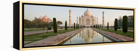 Reflection of a Mausoleum in Water, Taj Mahal, Agra, Uttar Pradesh, India-null-Framed Stretched Canvas