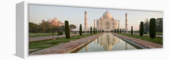 Reflection of a Mausoleum in Water, Taj Mahal, Agra, Uttar Pradesh, India-null-Framed Stretched Canvas