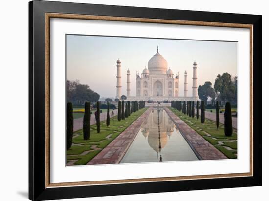 Reflection of a Mausoleum in Water, Taj Mahal, Agra, Uttar Pradesh, India-null-Framed Photographic Print