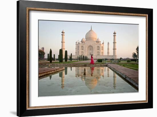 Reflection of a Mausoleum in Water, Taj Mahal, Agra, Uttar Pradesh, India-null-Framed Photographic Print