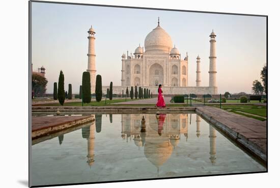 Reflection of a Mausoleum in Water, Taj Mahal, Agra, Uttar Pradesh, India-null-Mounted Photographic Print