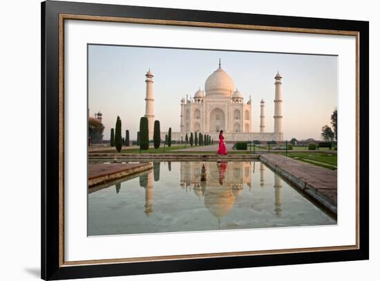 Reflection of a Mausoleum in Water, Taj Mahal, Agra, Uttar Pradesh, India-null-Framed Photographic Print