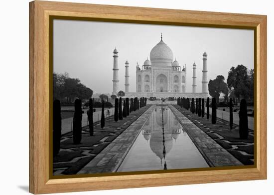 Reflection of a mausoleum in water, Taj Mahal, Agra, Uttar Pradesh, India-null-Framed Premier Image Canvas