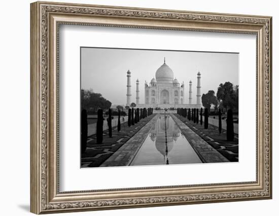 Reflection of a mausoleum in water, Taj Mahal, Agra, Uttar Pradesh, India-null-Framed Photographic Print