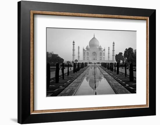 Reflection of a mausoleum in water, Taj Mahal, Agra, Uttar Pradesh, India-null-Framed Photographic Print