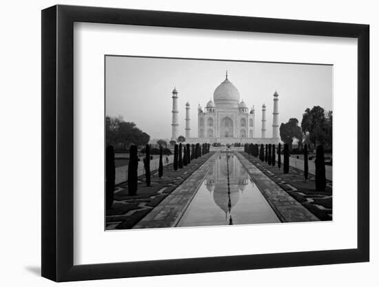 Reflection of a mausoleum in water, Taj Mahal, Agra, Uttar Pradesh, India-null-Framed Photographic Print