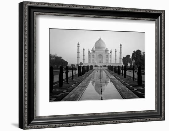 Reflection of a mausoleum in water, Taj Mahal, Agra, Uttar Pradesh, India-null-Framed Photographic Print