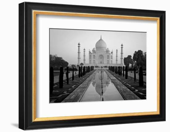 Reflection of a mausoleum in water, Taj Mahal, Agra, Uttar Pradesh, India-null-Framed Photographic Print