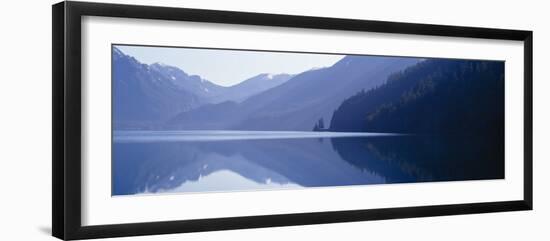 Reflection of a Mountain in a Lake, Lake Crescent, Olympic National Park, Washington State, USA-null-Framed Photographic Print